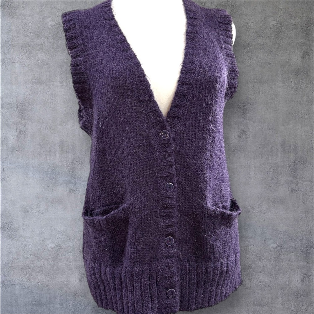 Bella Jones Mohair Wool Sweater‎ Vest Button Front Purple Size 1 (T1)